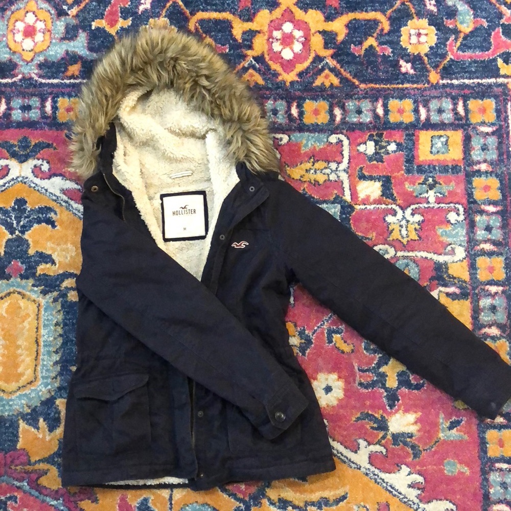 Hollister winter coat navy blue